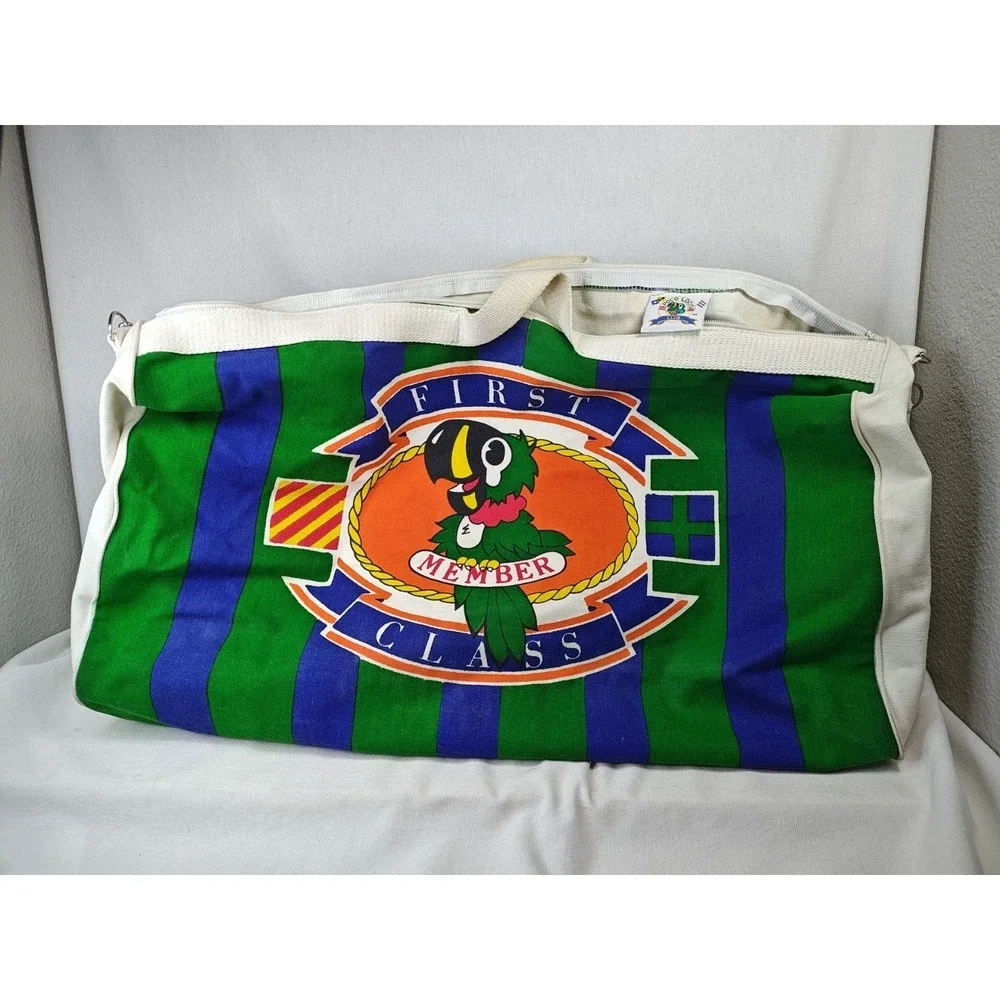 Vintage 1987 Poco Loco Club Mazatlan Mexico Canvas Duffle Bag Parrot Neon 80s‎